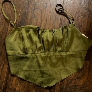 Chic Olive Satin Tie-Back Camisole